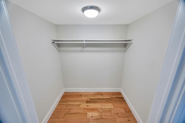 walk in closet with hardwood / wood-style flooring