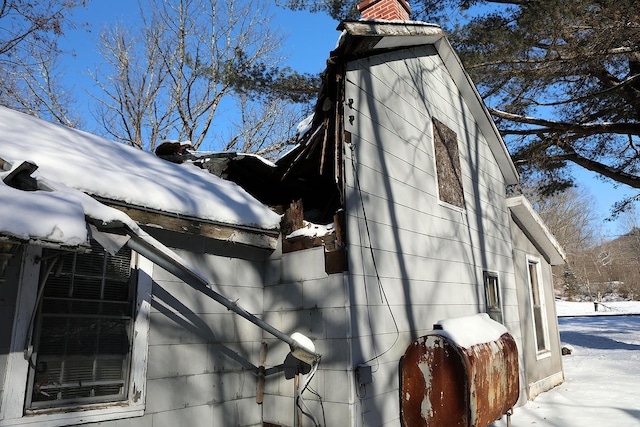 view of snow covered exterior