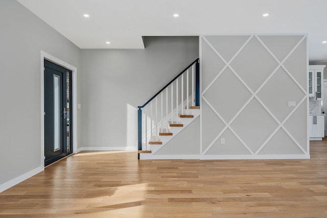 foyer featuring light wood-type flooring