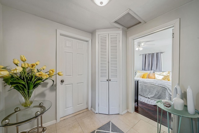 interior space featuring light tile patterned floors