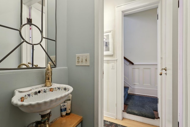 bathroom with sink and wood-type flooring