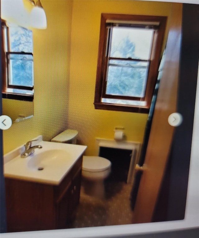 bathroom with vanity and toilet