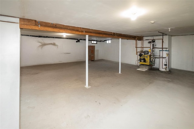 basement featuring water heater