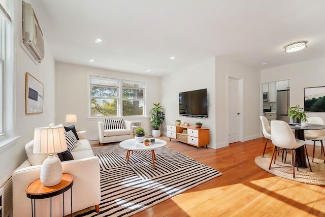 living room featuring light hardwood / wood-style floors