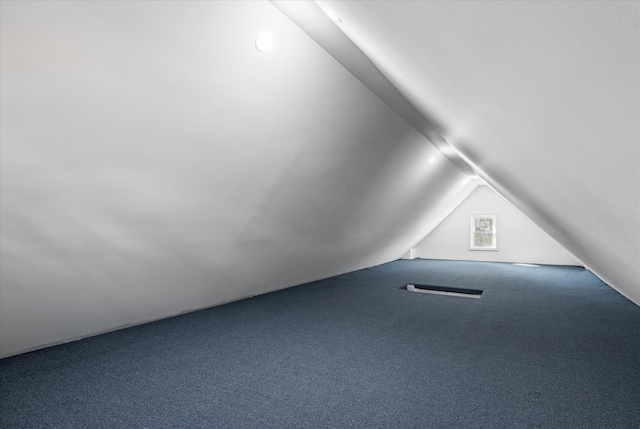 additional living space featuring vaulted ceiling and carpet