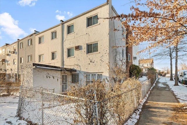 view of snow covered building