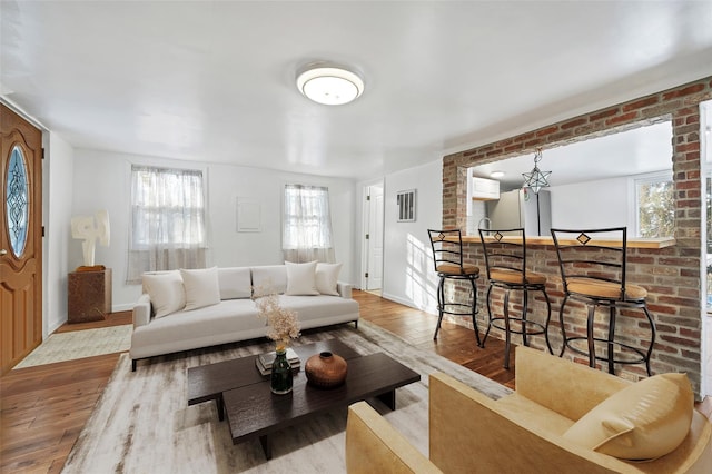 living room featuring light wood-type flooring