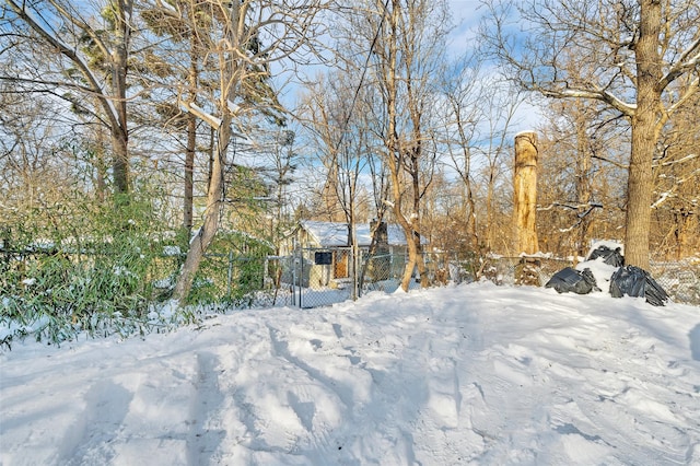 view of yard covered in snow