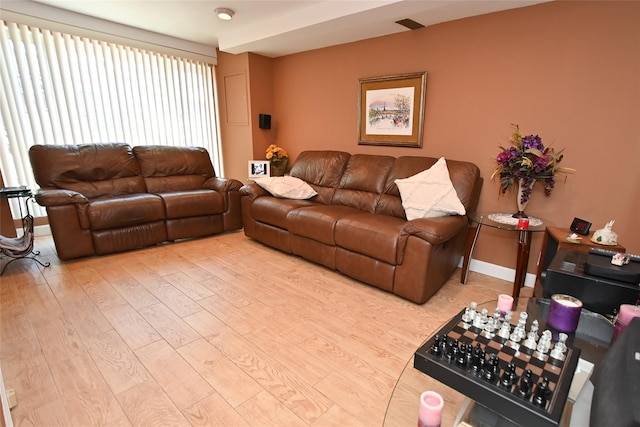 living room featuring light hardwood / wood-style flooring