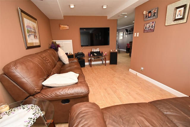 living room featuring light hardwood / wood-style flooring