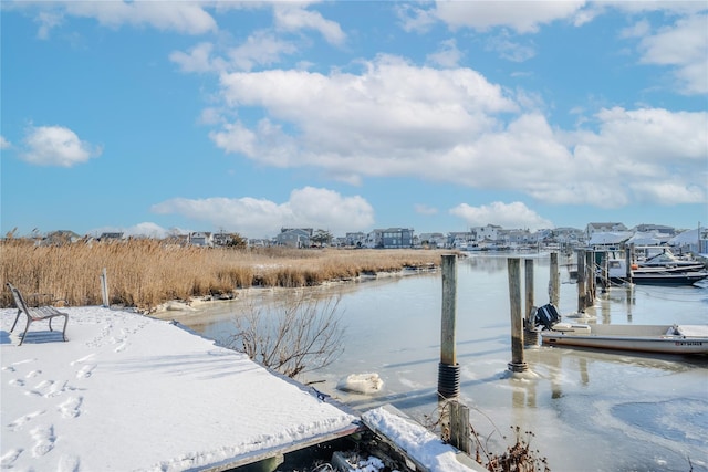 dock area featuring a water view