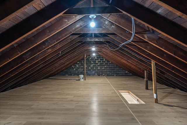 view of unfinished attic