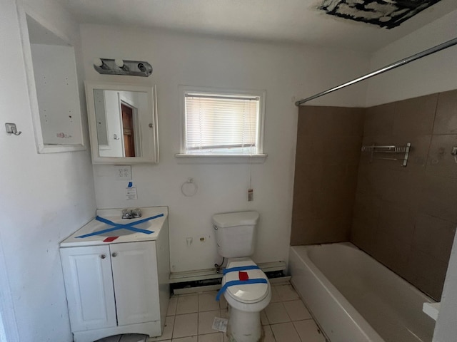 full bathroom featuring shower / bathing tub combination, vanity, tile patterned floors, and toilet