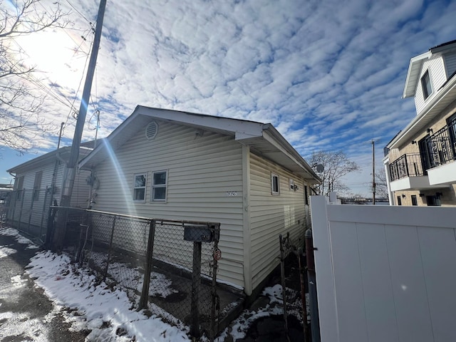 view of snow covered exterior