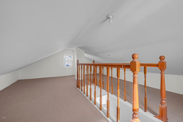 additional living space with lofted ceiling and carpet flooring