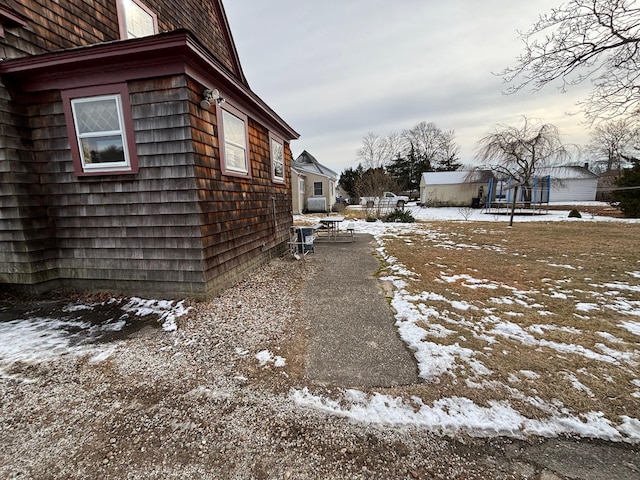 view of snow covered exterior