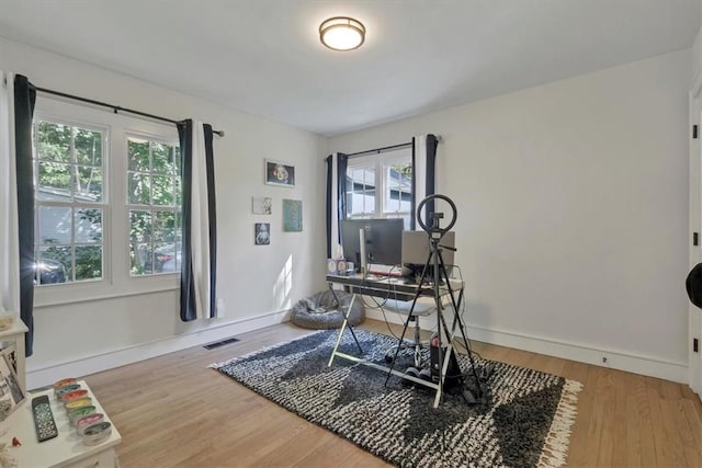 home office featuring hardwood / wood-style floors and a wealth of natural light