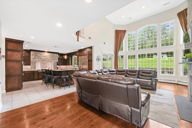 living room featuring light hardwood / wood-style floors