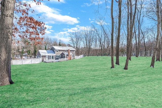 view of yard featuring a wooden deck