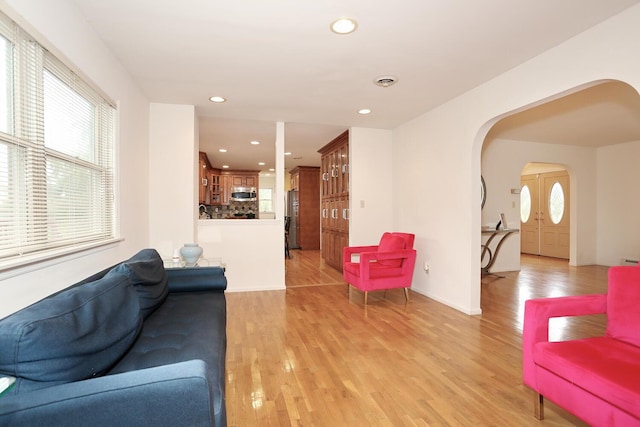 living room featuring light wood-type flooring