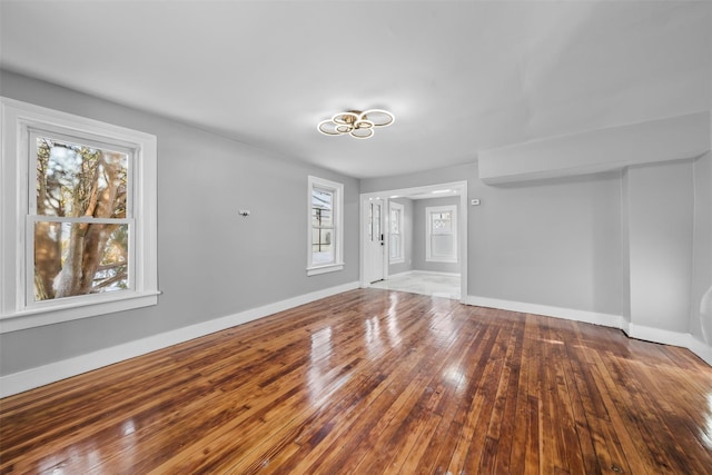 spare room featuring wood-type flooring