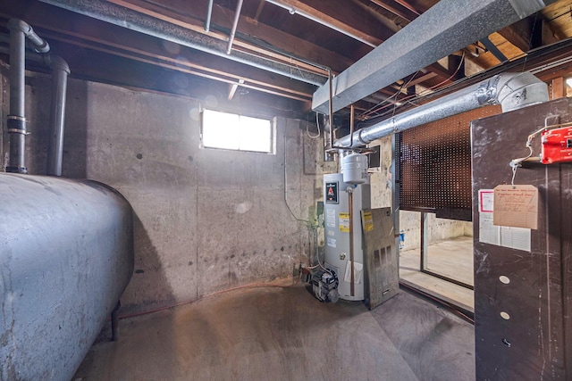 basement with gas water heater