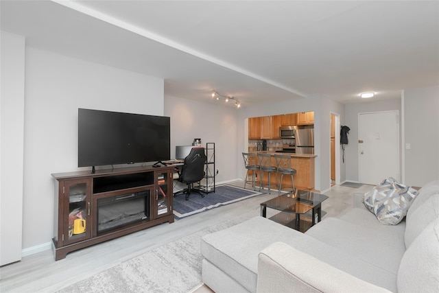 living room with light hardwood / wood-style floors