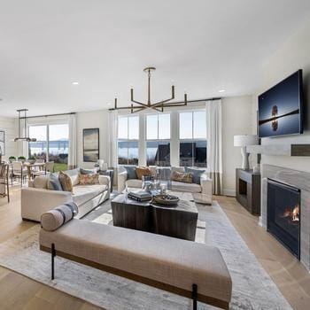 living room featuring light wood-type flooring