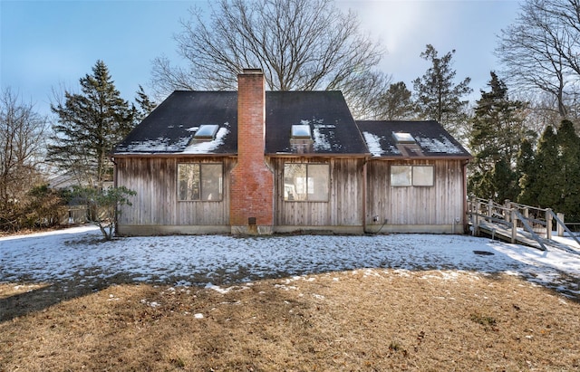 view of snow covered property