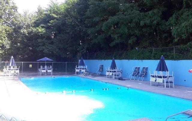 view of swimming pool featuring a patio