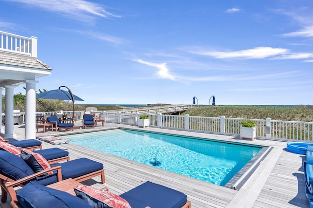 47 Dune Rd, East Quogue, NY 11942 - view of pool featuring a wooden deck