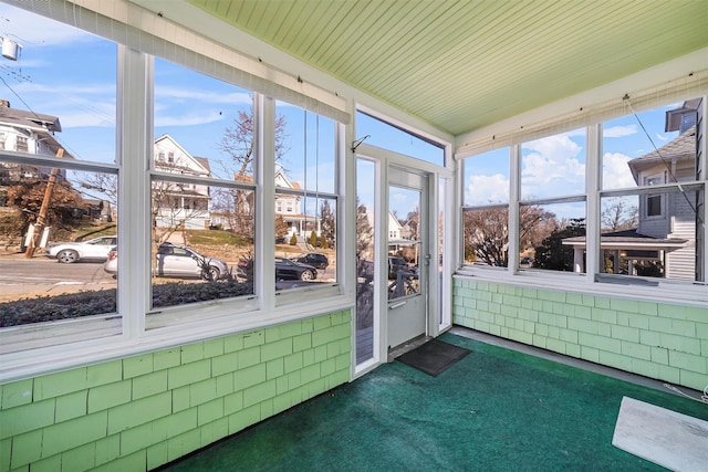 view of unfurnished sunroom