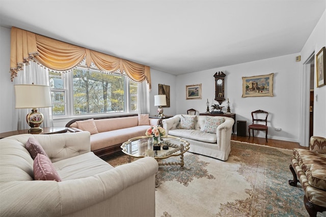 living room with wood-type flooring