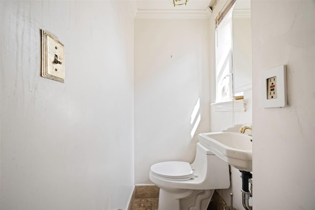 47-44 Glenwood St, Little Neck, NY 11362 - bathroom with crown molding and toilet