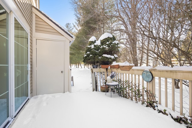 view of yard covered in snow