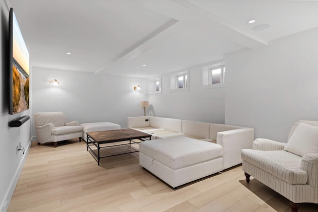 living room with light wood-type flooring