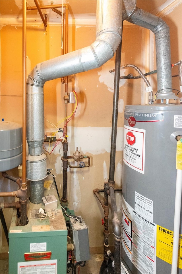 utility room with water heater