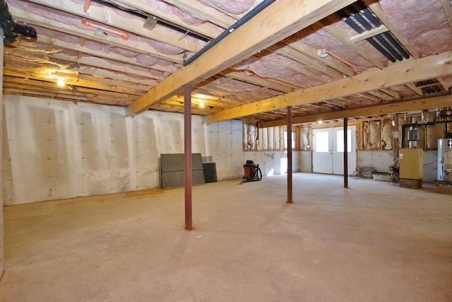 basement with water heater