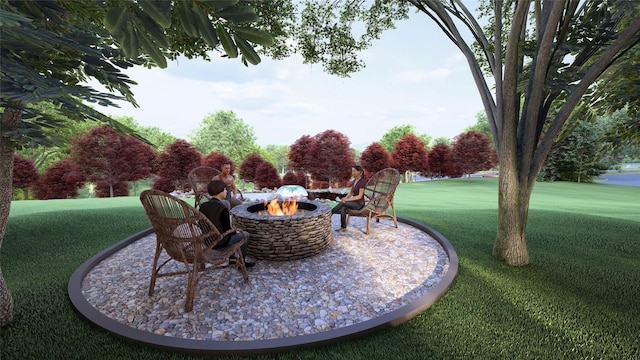 view of patio with a fire pit