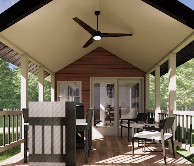 deck featuring ceiling fan