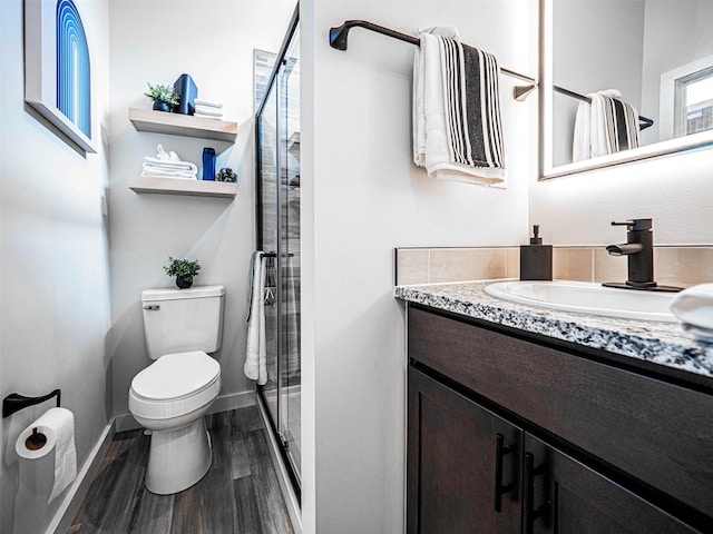 197 Wheeler Rd, Florida, NY 10921 - full bath with a stall shower, vanity, and wood finished floors