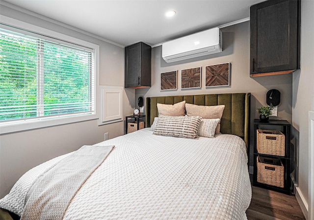 197 Wheeler Rd, Florida, NY 10921 - bedroom with a wall unit AC and wood finished floors