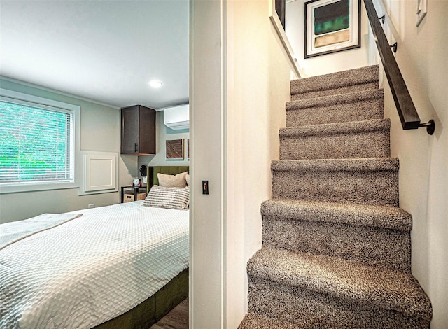 197 Wheeler Rd, Florida, NY 10921 - stairs featuring a wall mounted AC and recessed lighting