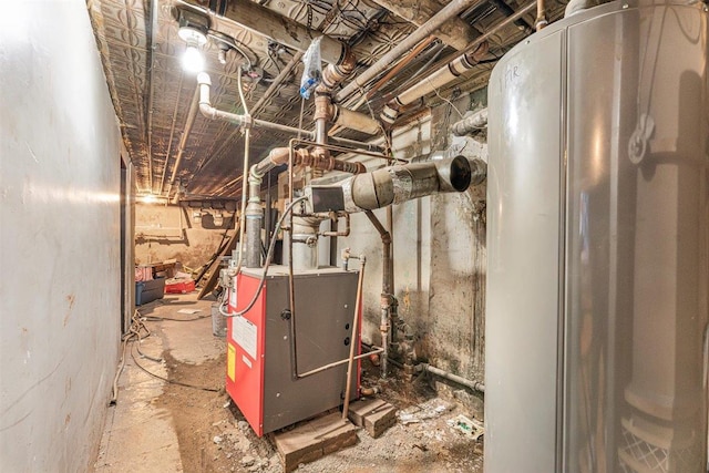 utility room featuring water heater