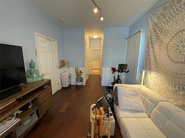 living room featuring dark hardwood / wood-style floors