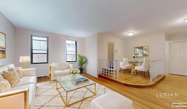 living room with hardwood / wood-style flooring