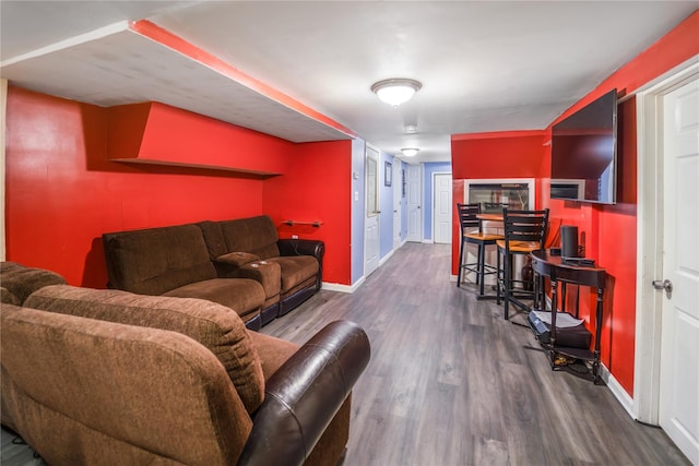 living room featuring dark hardwood / wood-style floors