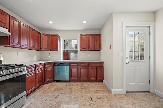 kitchen with appliances with stainless steel finishes and sink