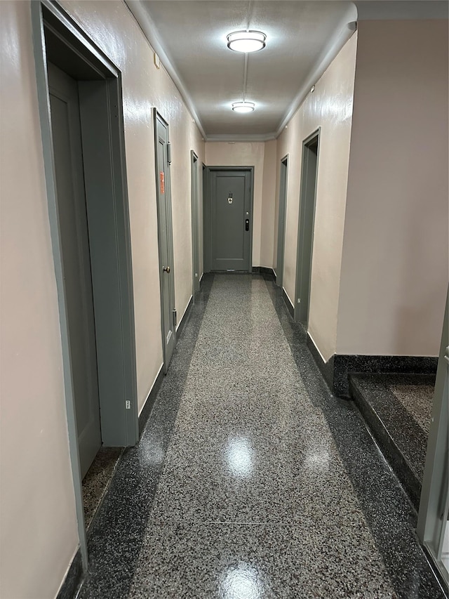 hallway with ornamental molding