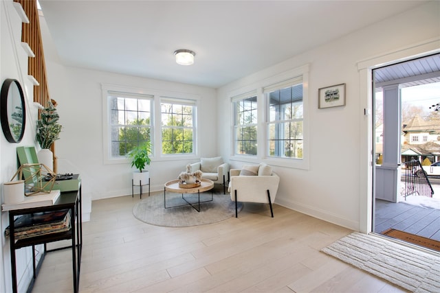 living area featuring light wood-type flooring